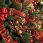 decorating christmas tree with mesh ribbon
