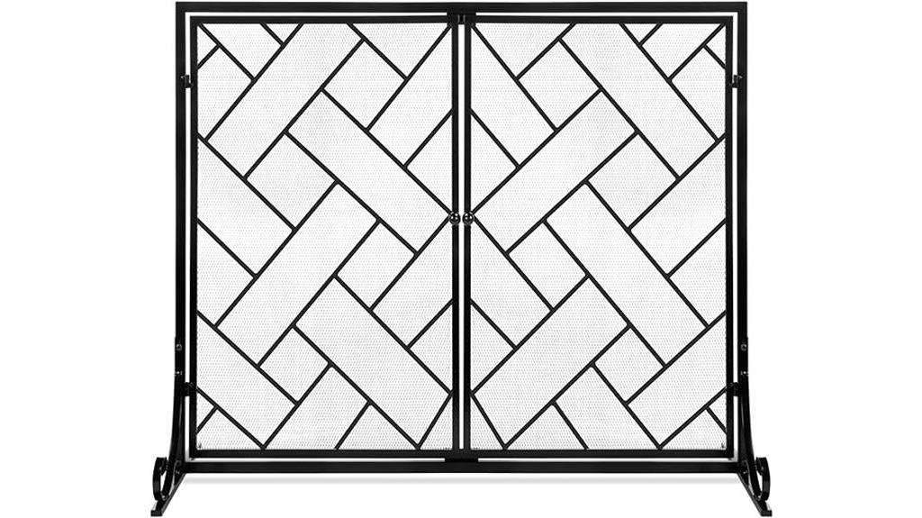decorative fireplace screen with magnetic doors