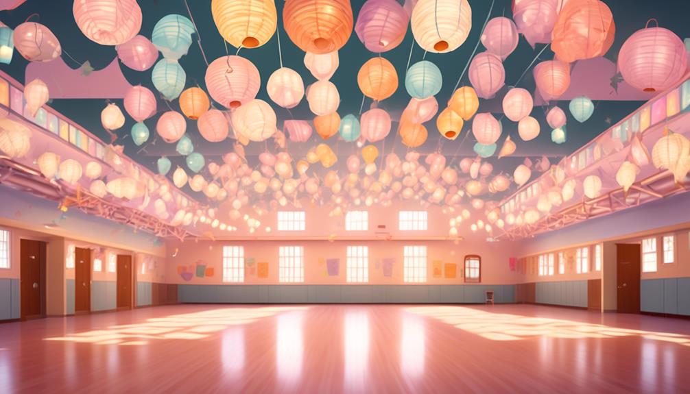 decorative lanterns suspended from ceiling