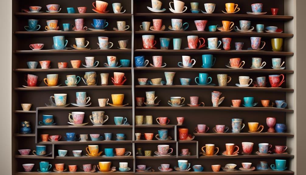 displaying hand painted cup collection