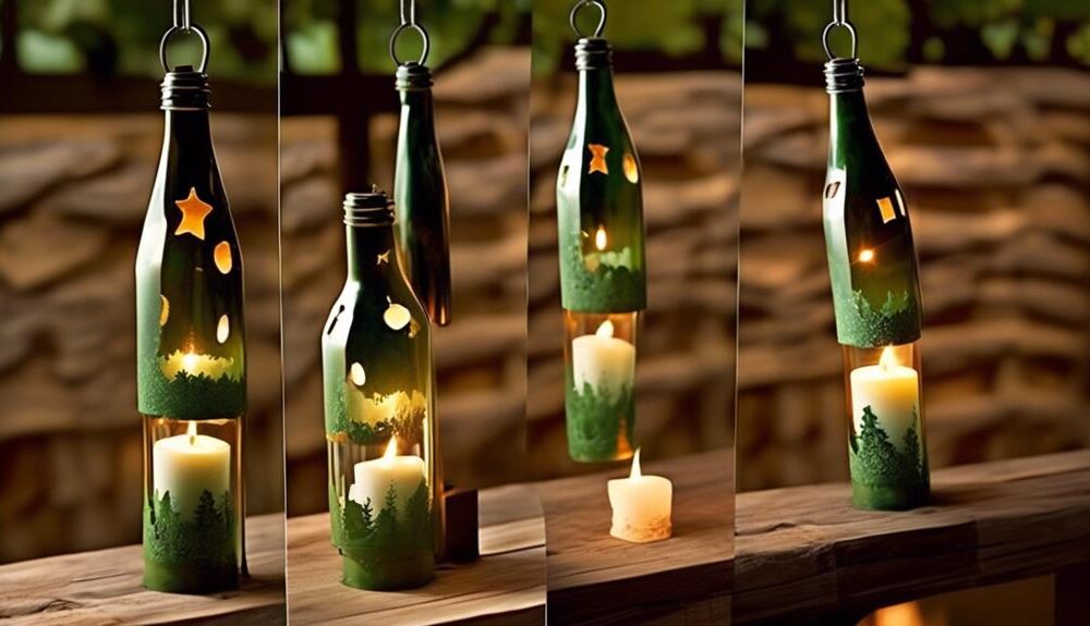 diy hanging wine bottle lantern