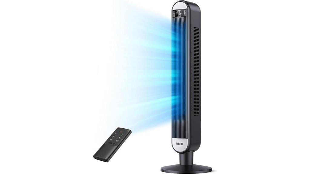 dreo tower fan with remote and oscillating bladeless