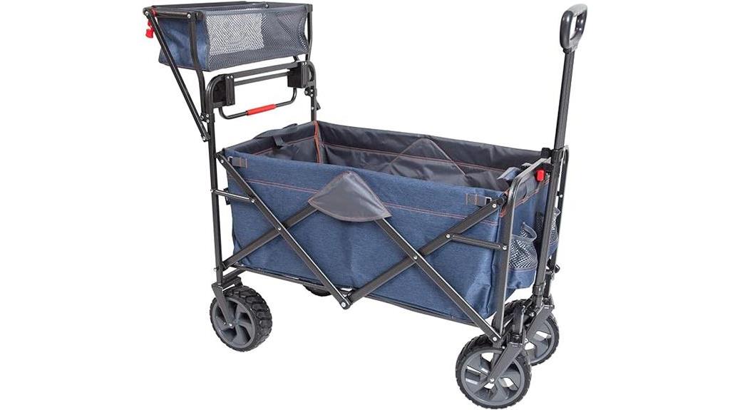 durable push wagon with handle and basket