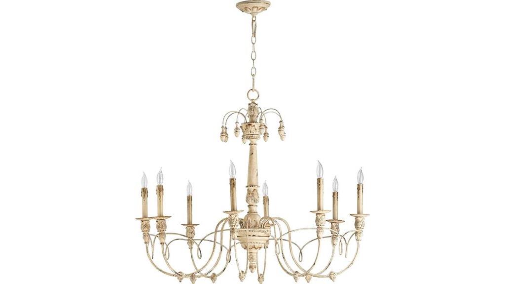 elegant white chandelier with eight lights