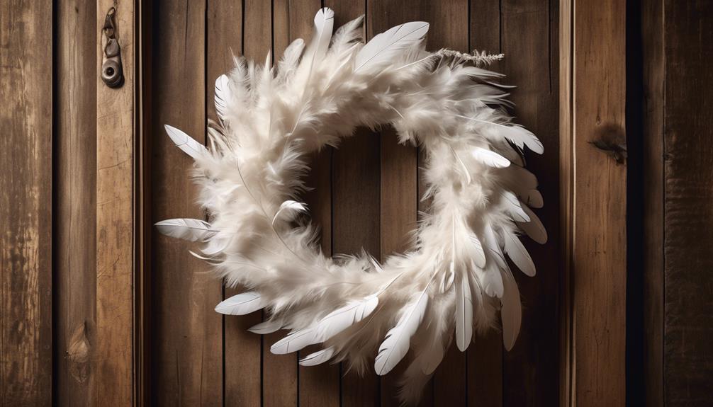 elegant white feather wreath