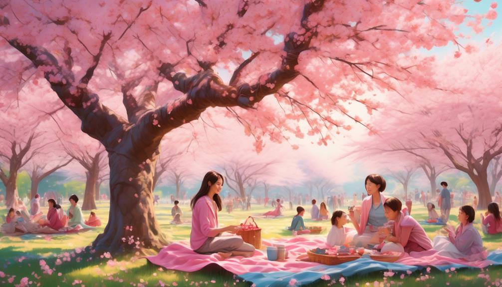 enjoying a springtime picnic