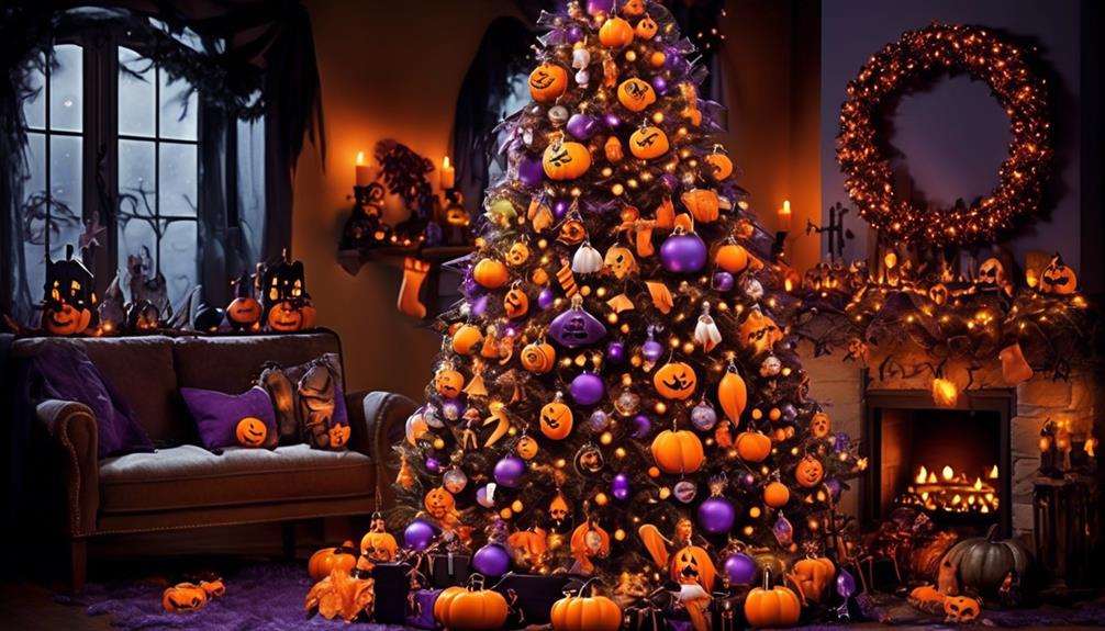 festive halloween themed christmas tree