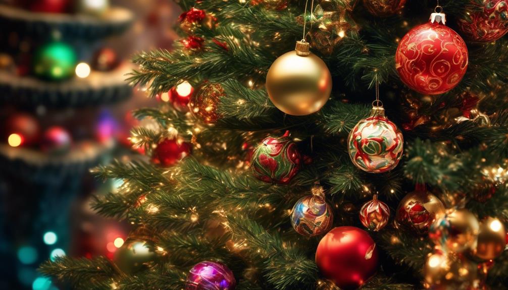 festive holiday ornaments on tree