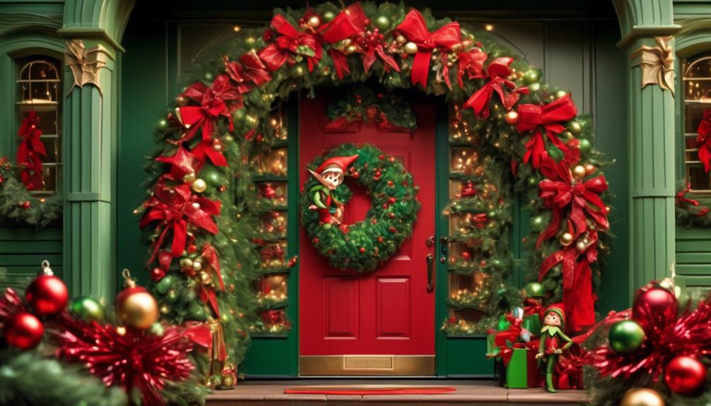 festive holiday wreaths with elf inspired designs