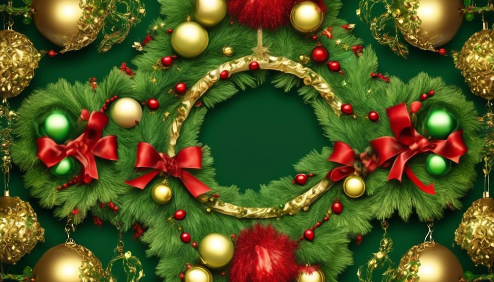 festive wreath with grinch ornament