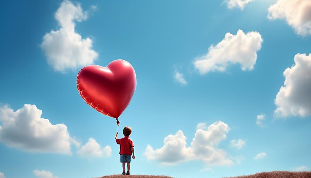 floating red heart balloon
