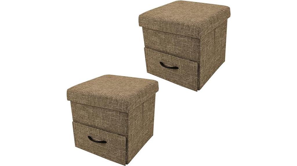 foldable fabric ottoman with drawers