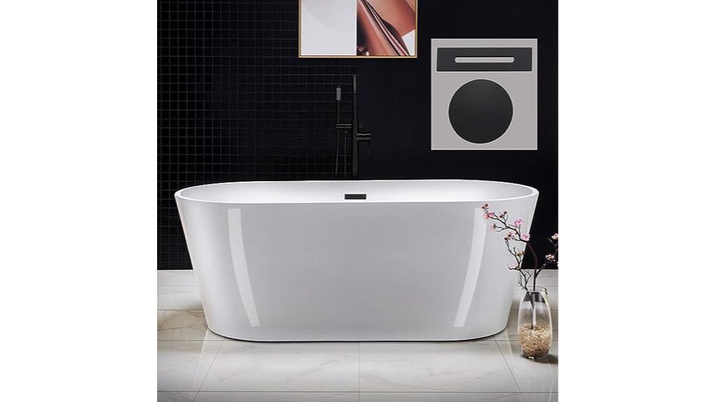 freestanding acrylic bathtub with drain and overflow
