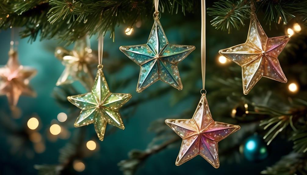 glistening star shaped christmas ornaments