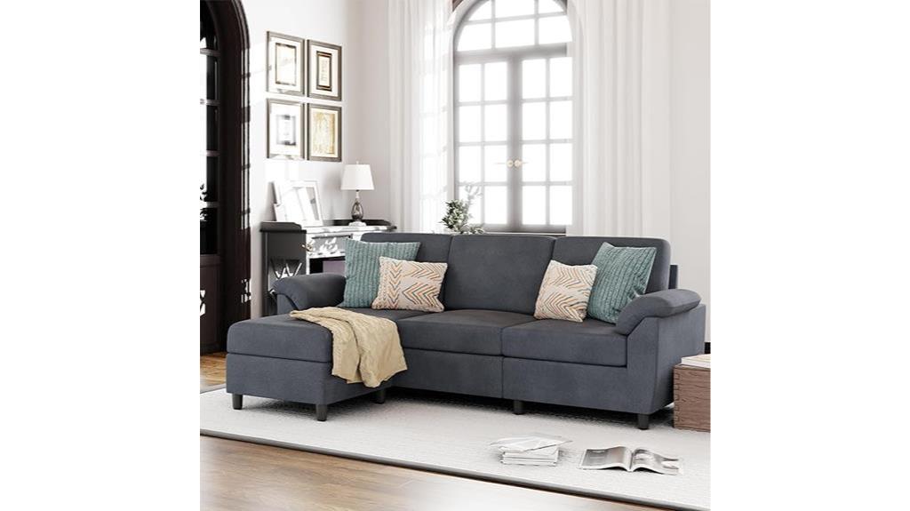 gray l shaped convertible sofa