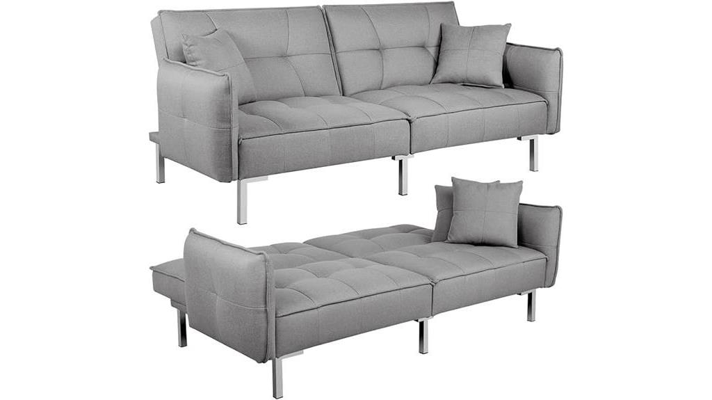 gray linen fabric futon