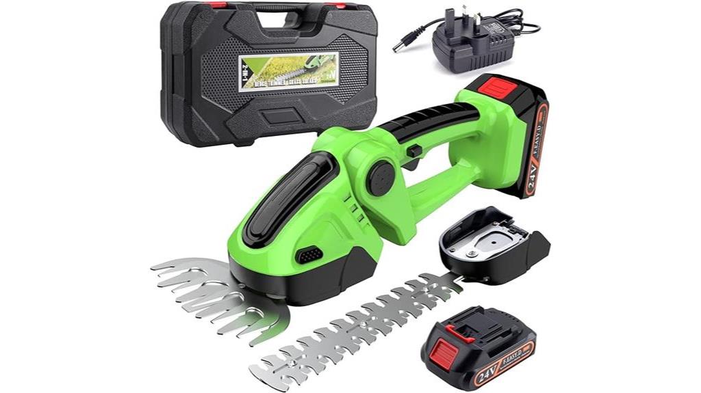 green cordless hedge trimmer