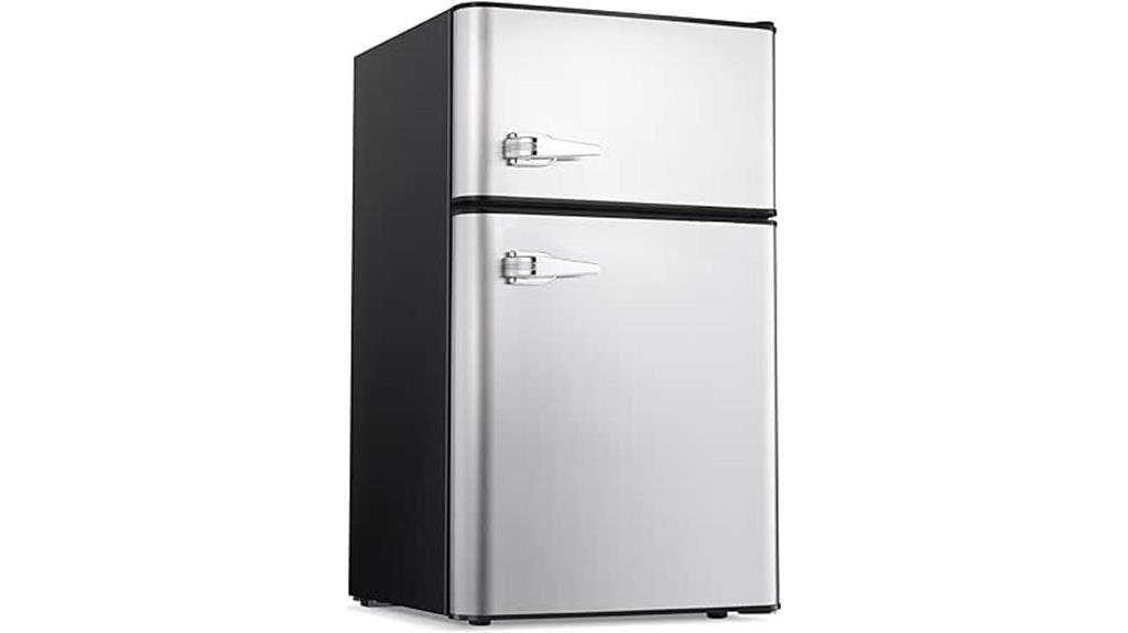 grey compact fridge with 3 2cu ft capacity 1