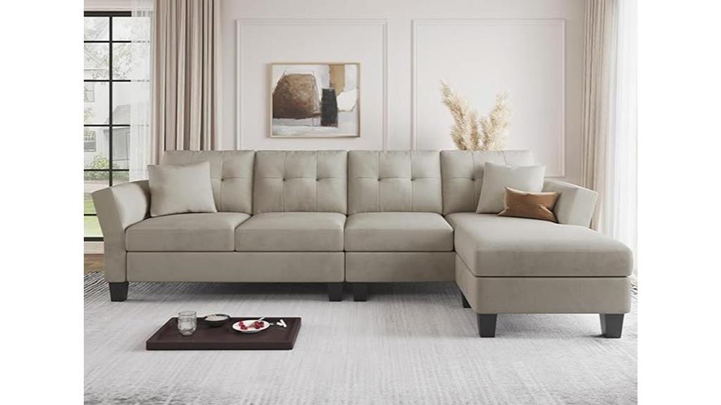 grey velvet sectional couch