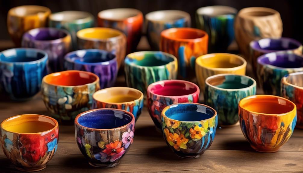 hand painted ceramic drinking vessels