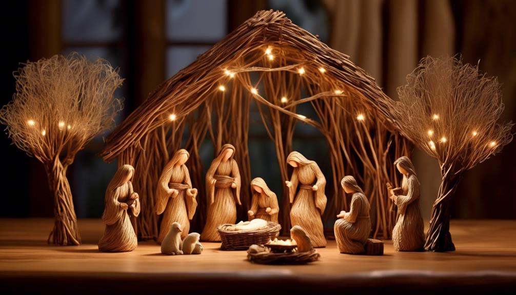 handcrafted wooden nativity scene