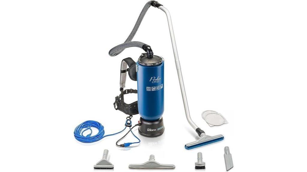 high capacity blue backpack vacuum