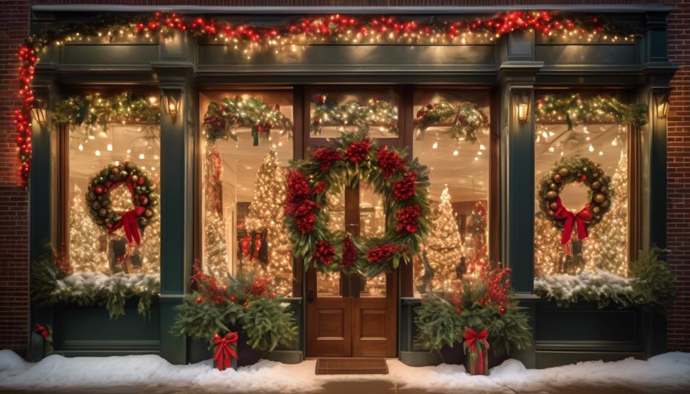 holiday themed store window decorations