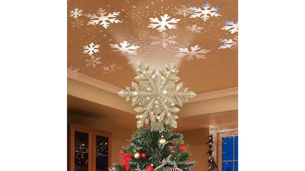 illuminated golden snowflake tree topper