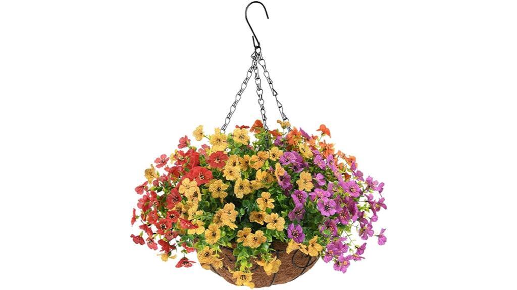 multicolor artificial silk hanging basket