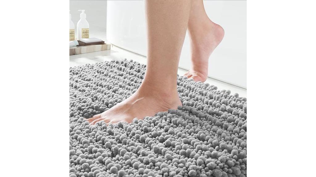 luxury gray chenille bath rug