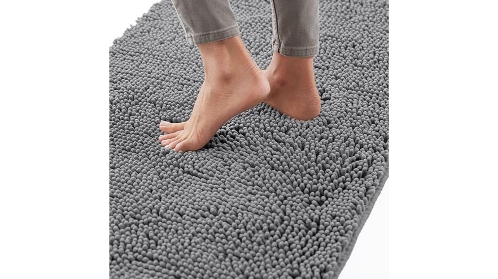 grey chenille bath rug