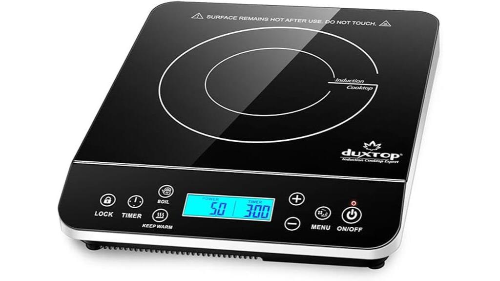 portable induction cooktop with precision and gold accents