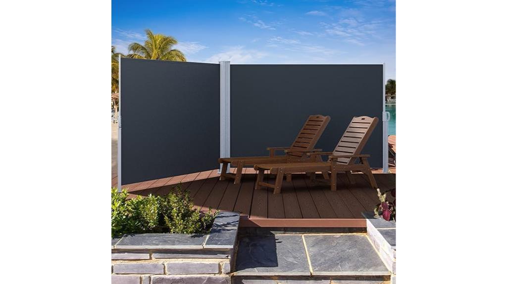 double sided gray retractable privacy screen
