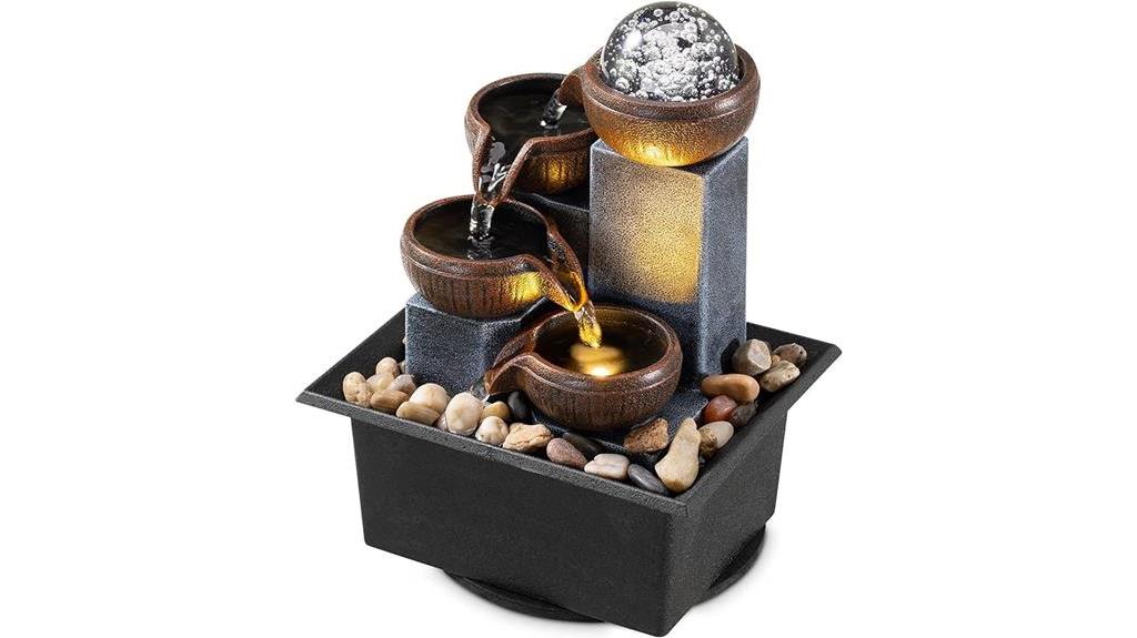 led lit stone tabletop fountain
