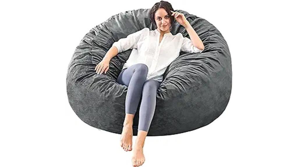 adult sized 3 ft grey bean bag chair
