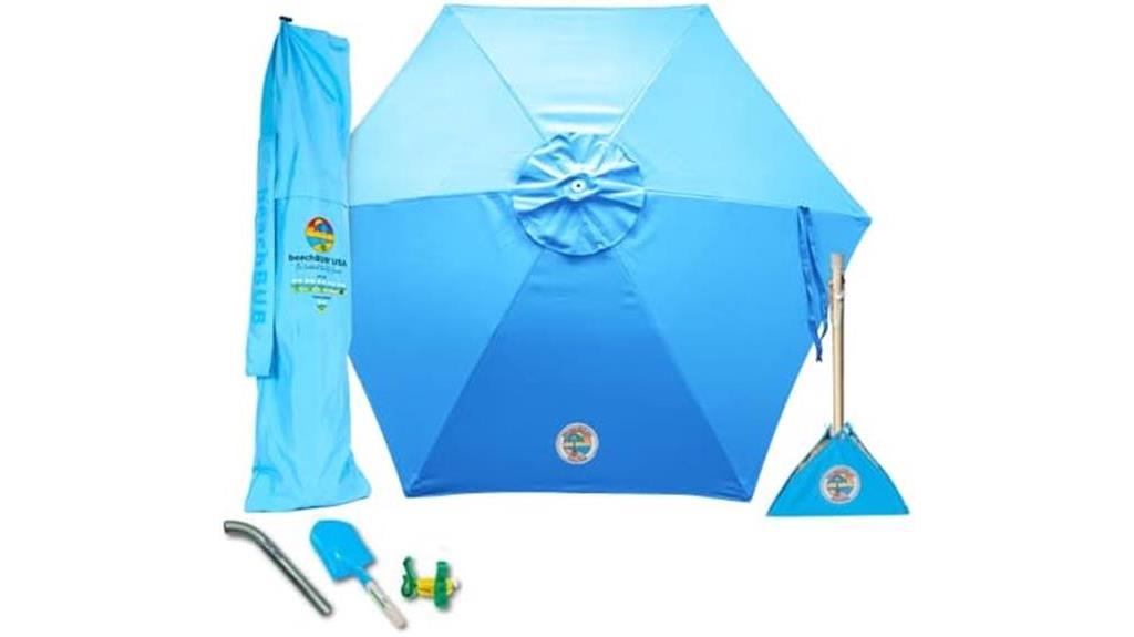 large beach umbrella with sand anchor
