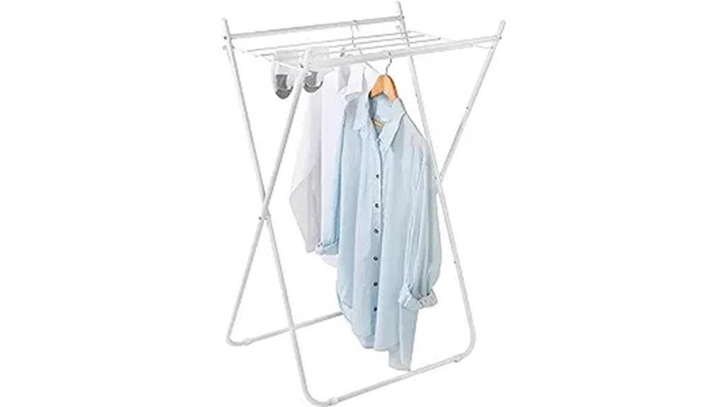 foldable white metal clothes rack