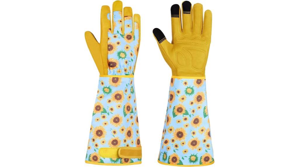 coral floral gardening gloves