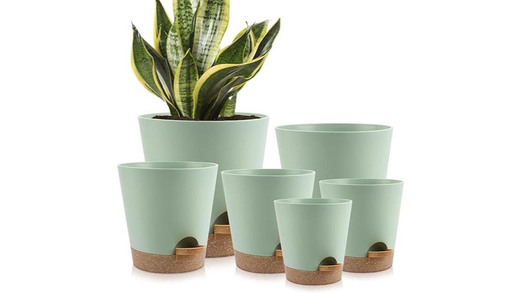 indoor self watering planters green 6 pots