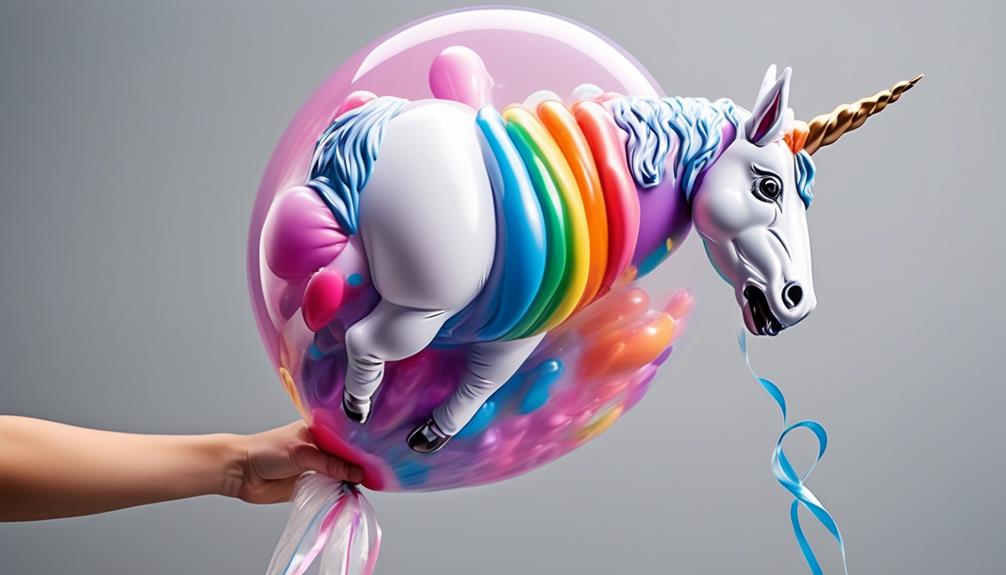 inflating a unicorn balloon