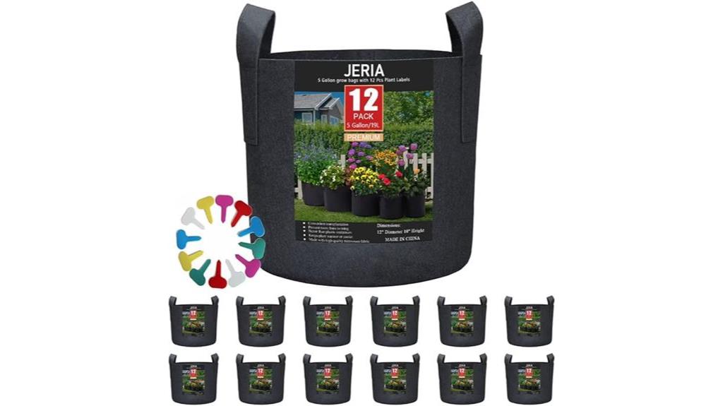 jeria 5 gallon grow bags 12 pack with plant labels