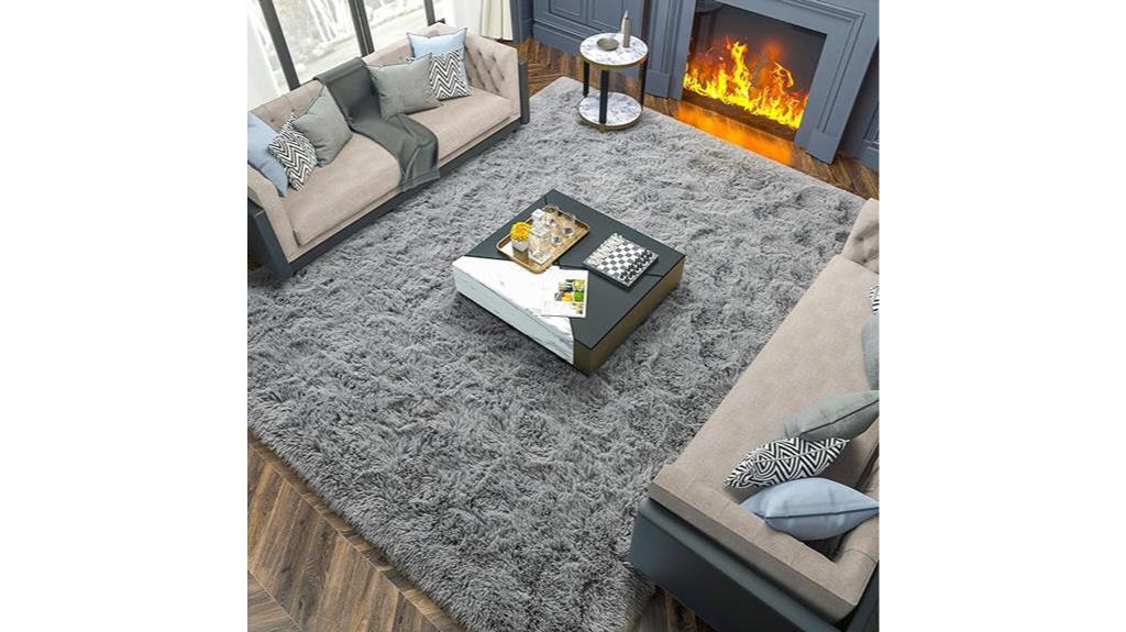 large grey shaggy rug