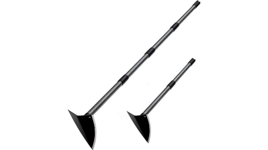 long handled triangle hoe for gardening and weeding