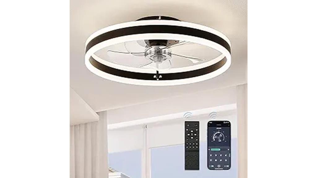 low profile black ceiling fans with lights