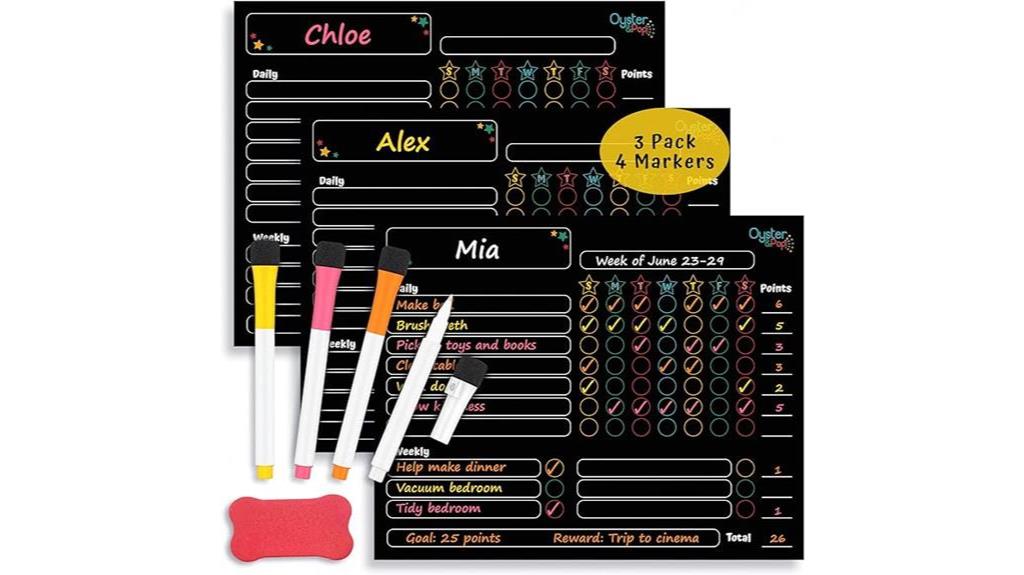 magnetic chore chart with markers