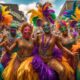 mardi gras enthusiasts and revelers