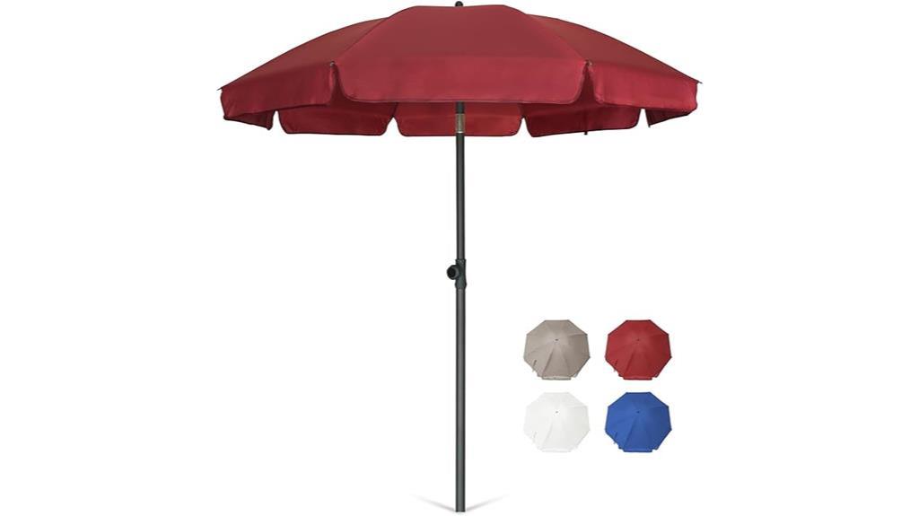 maroon patio umbrella with tilt