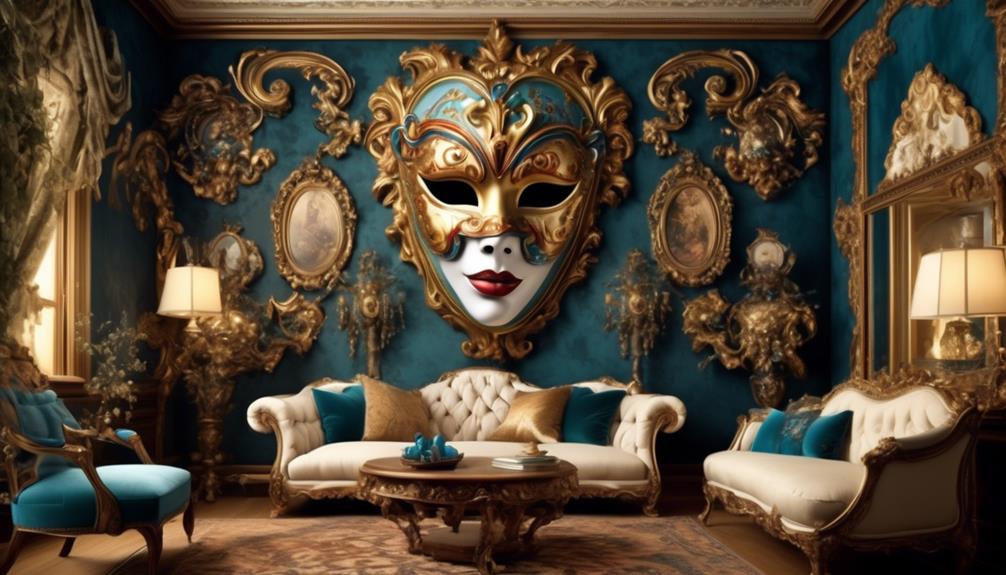mask themed wall mural installation