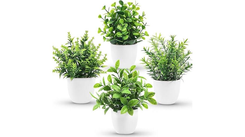 mini artificial plants in pots