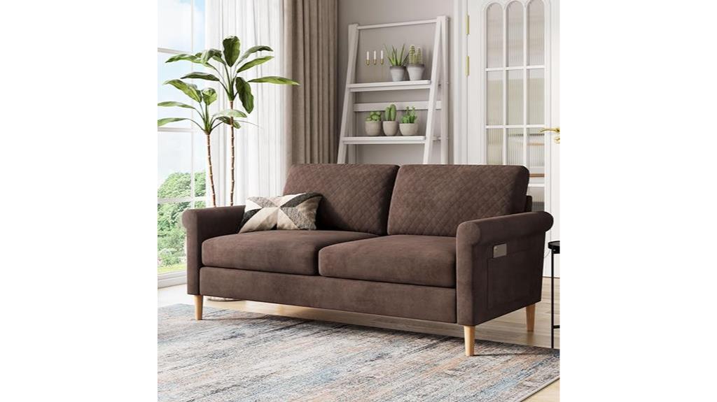 modern brown loveseat sofa